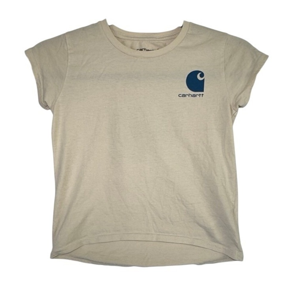 Carhartt Kids Boys XS 7 Cream Graphic T-Shirt Short Sleeve Moon Forest Logo